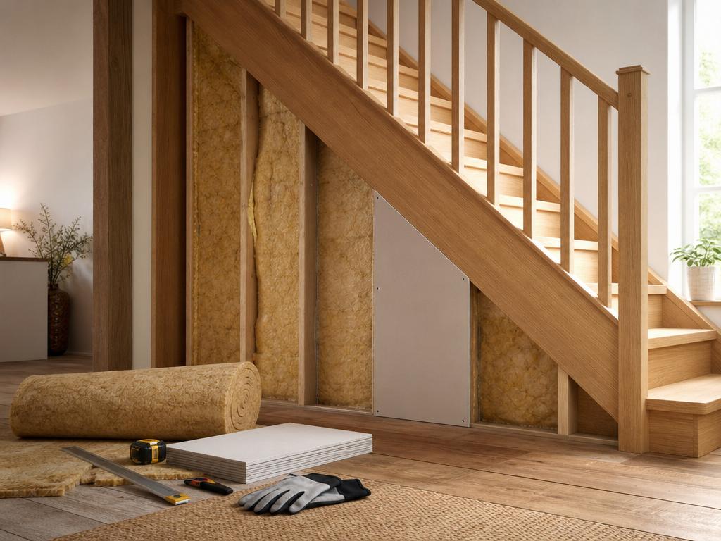 isoler sous un escalier en bois